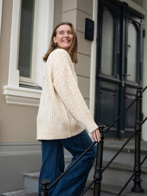 Lexington Chunky Cable Knit Sweater Offwhite