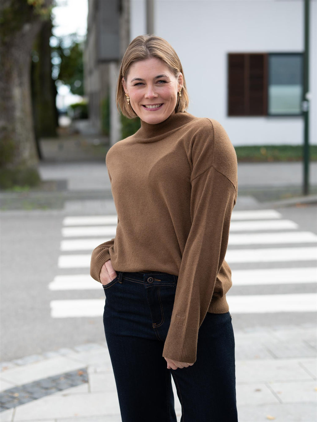 Gant Superfine Lambswool Mock Neck Warm Khaki