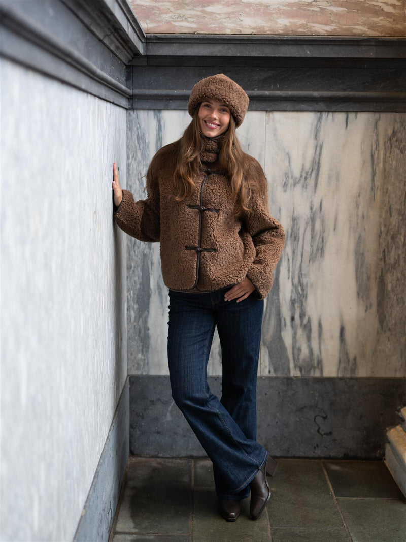 Christian Aks Zola Lamb Fur Jacket Cappucino