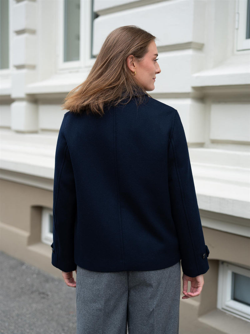 Gant Short Wool Blend Car Coat Evening Blue