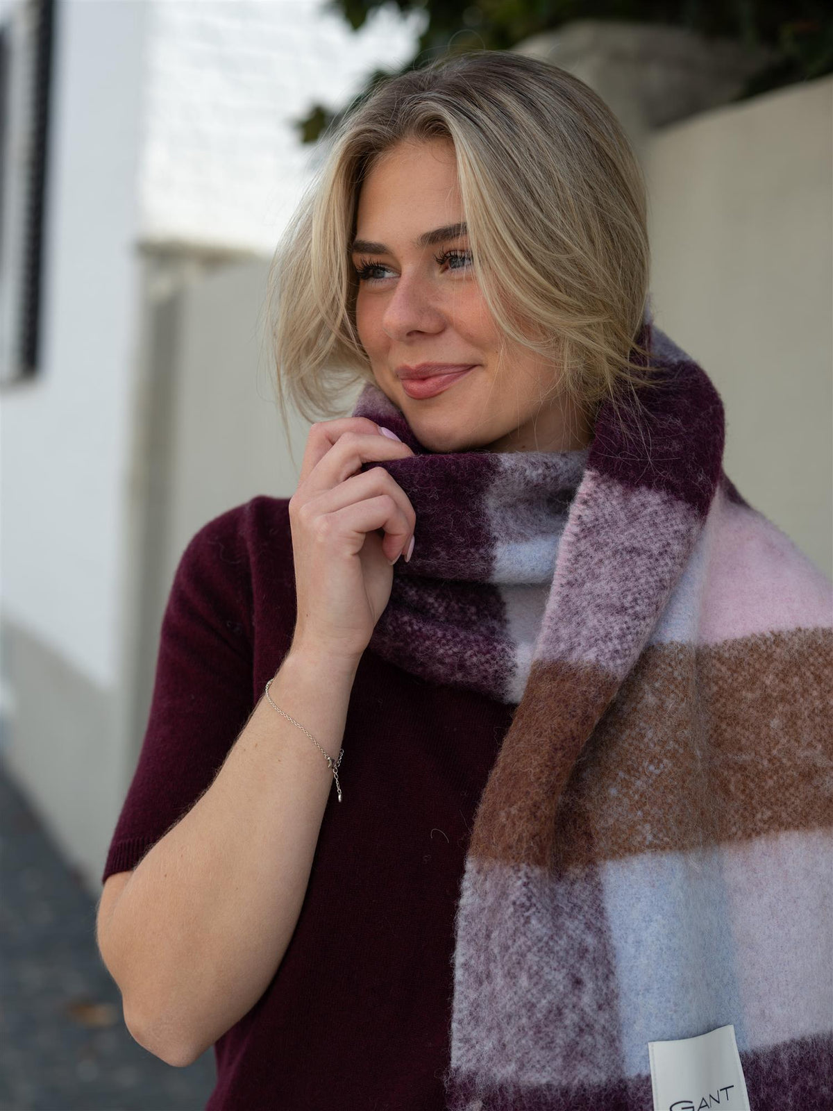 Alpaca Check Wool Scarf