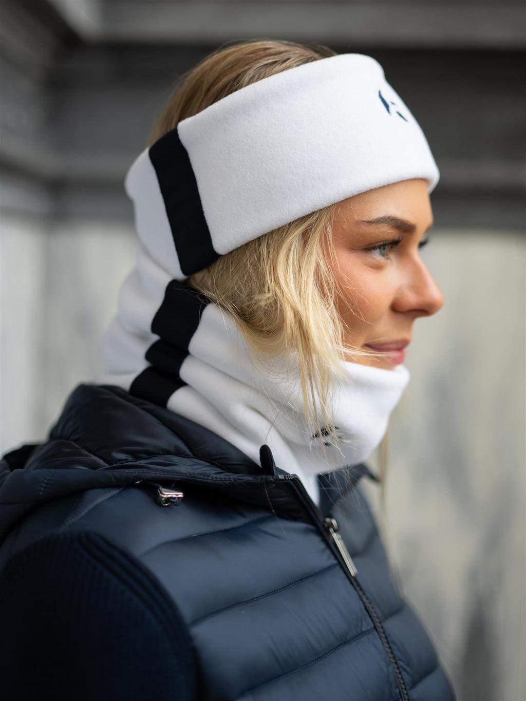 Kibo Classic Stripe Headband White w/Navy