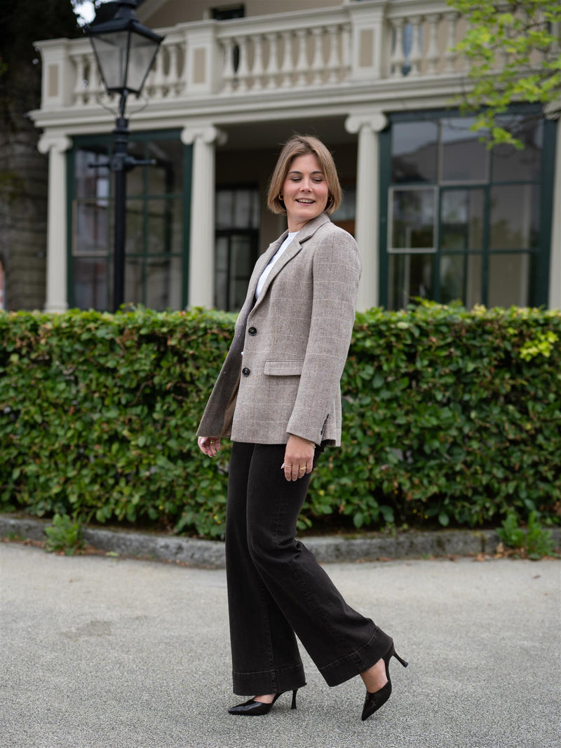 Camilla Pihl Brook Check Blazer Taupe Herringbo