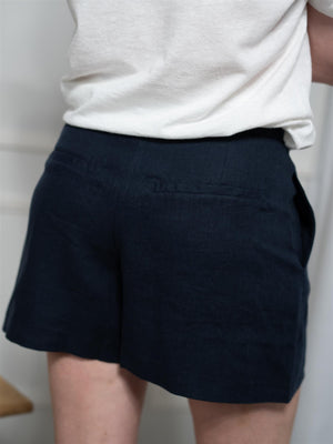 Ella&il Freya Solid Linen Shorts Navy