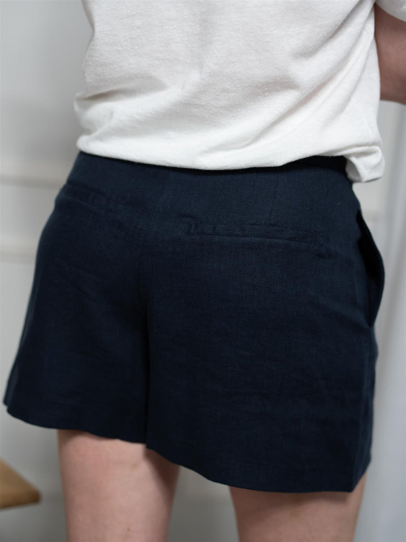 Ella&il Freya Solid Linen Shorts Navy