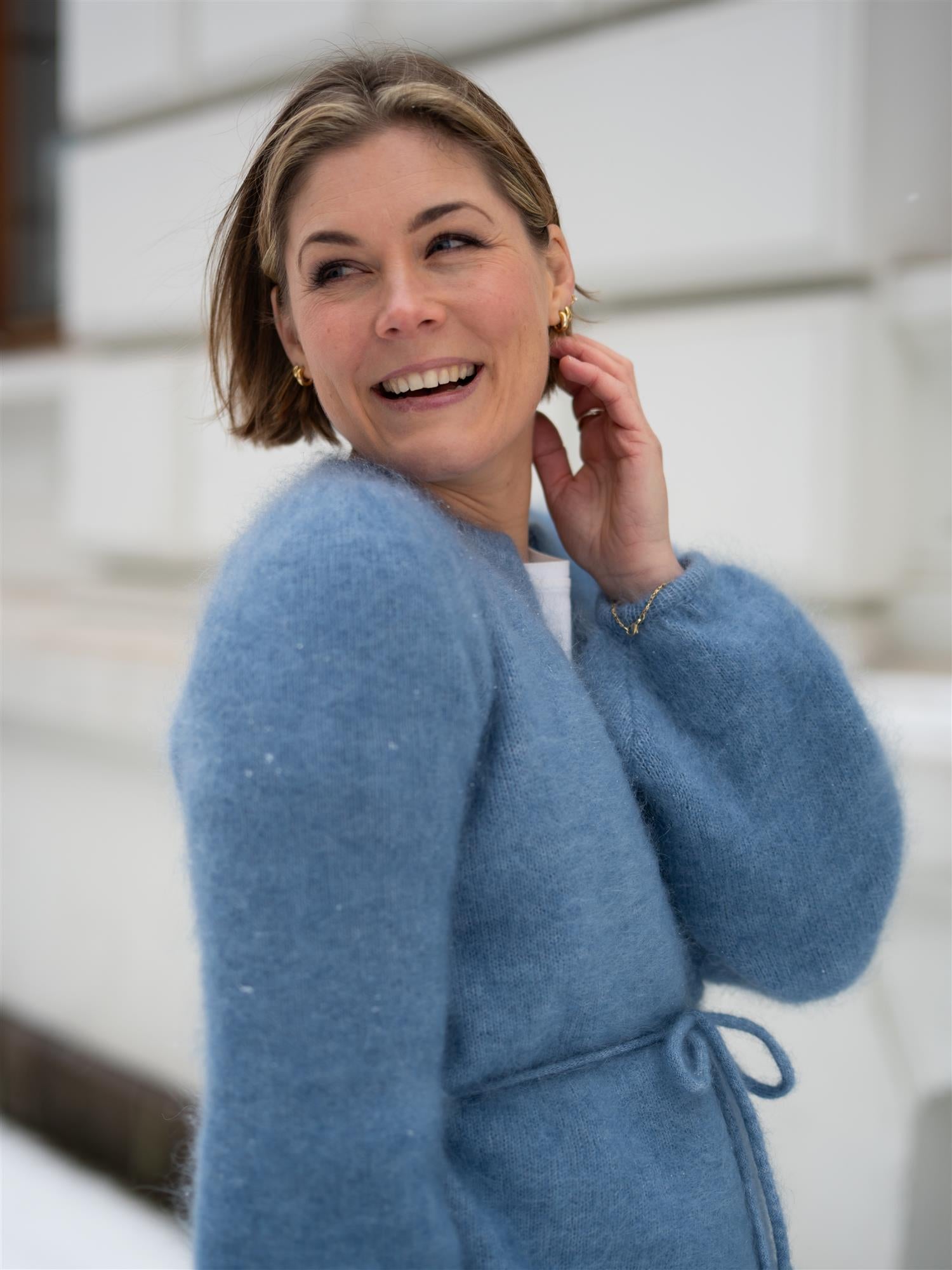 Ella&il Fredrikke Chunky Cardigan Denim Blue