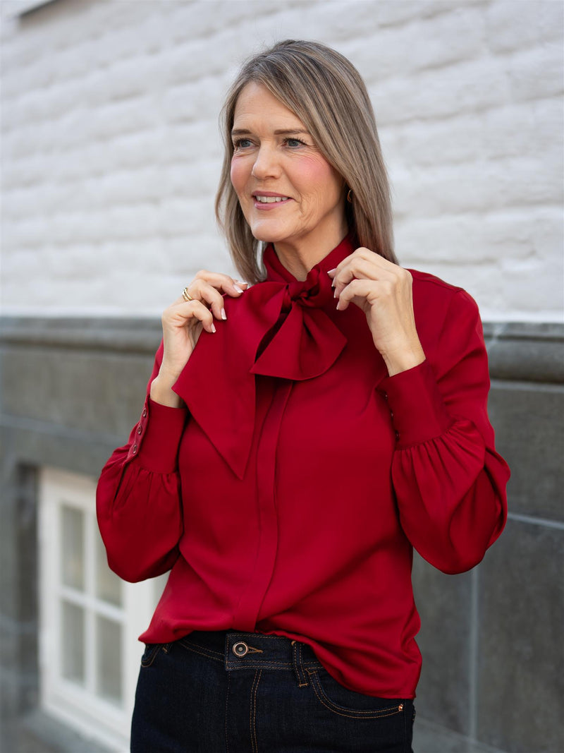 Stenströms Selma Blouse Bowtie Flyfront Red