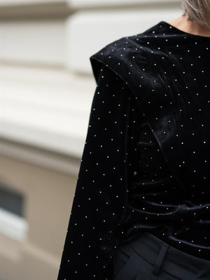 Ella&il Kendra Stud Velour Blouse Black