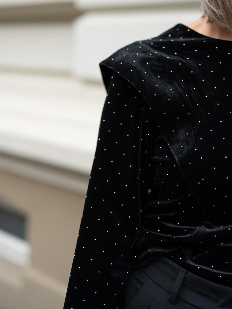 Ella&il Kendra Stud Velour Blouse Black