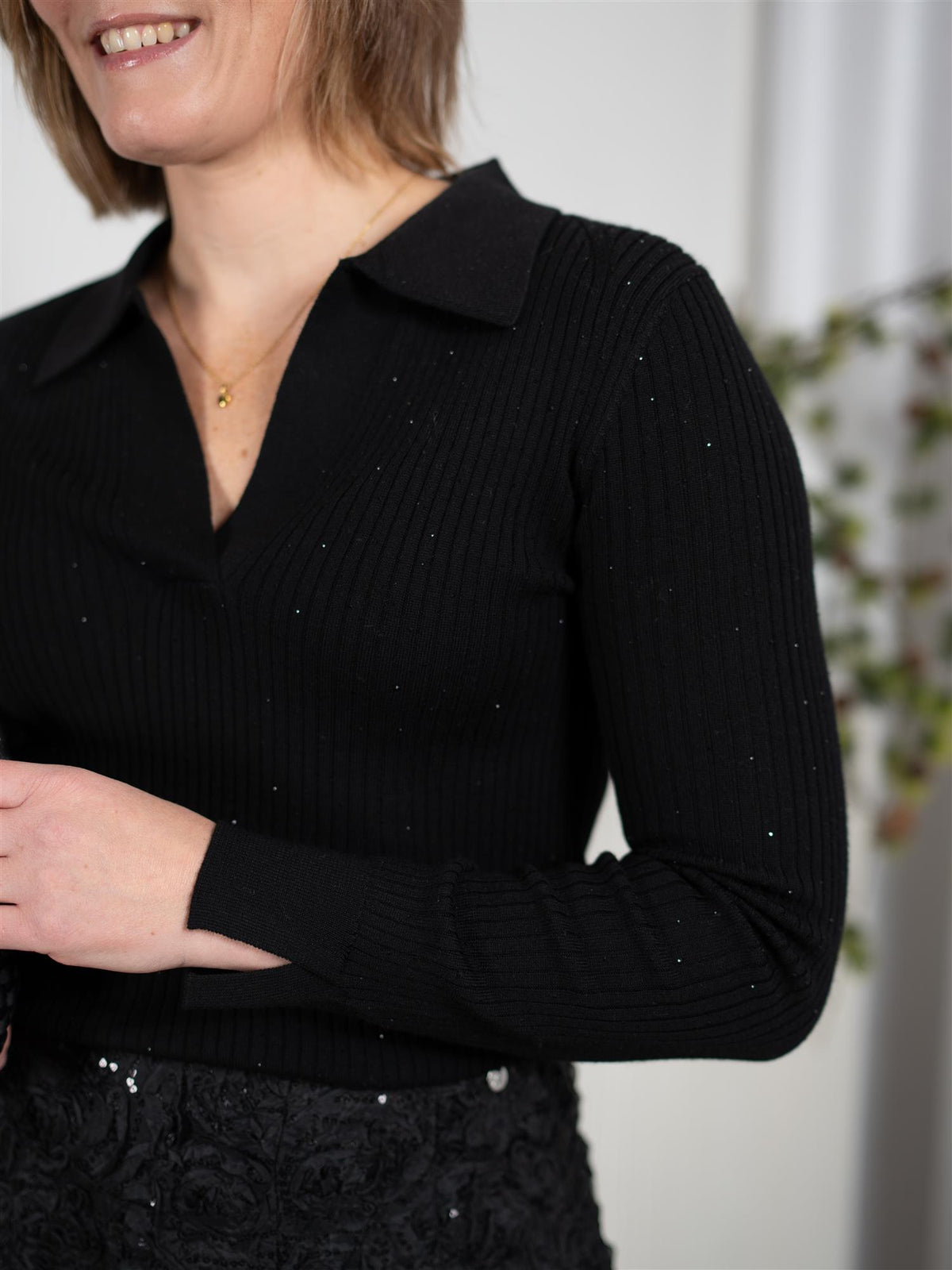 MMRonika Wool Knit Polo Black