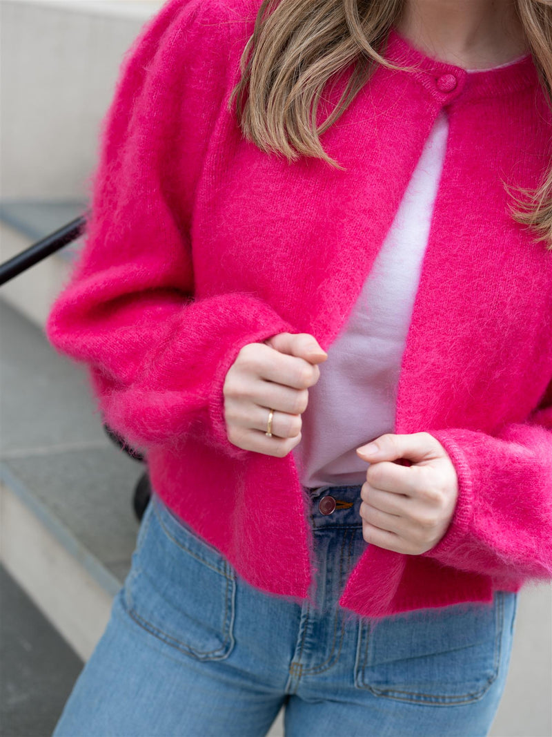 Ella&il Amelia Chunky Cardigan Raspberry