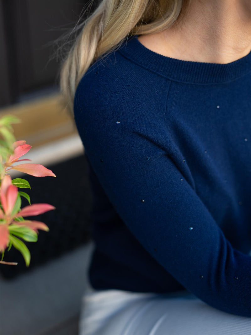 Fabienne Chapot Lidi Rhinestone Pullover After Midnight Blue