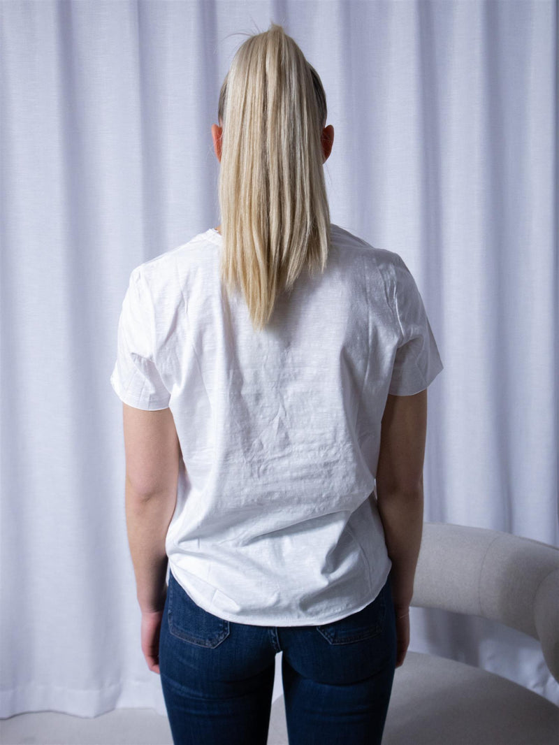 Mos Mosh Zano O-SS Embroidery Tee White