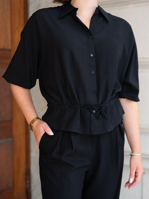 ONE and OTHER Silje Silk Top Black