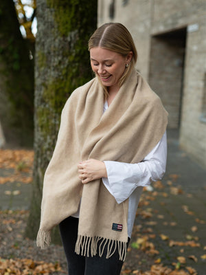 Lexington Recycled Wool Blend Scarf Light Brown Melange