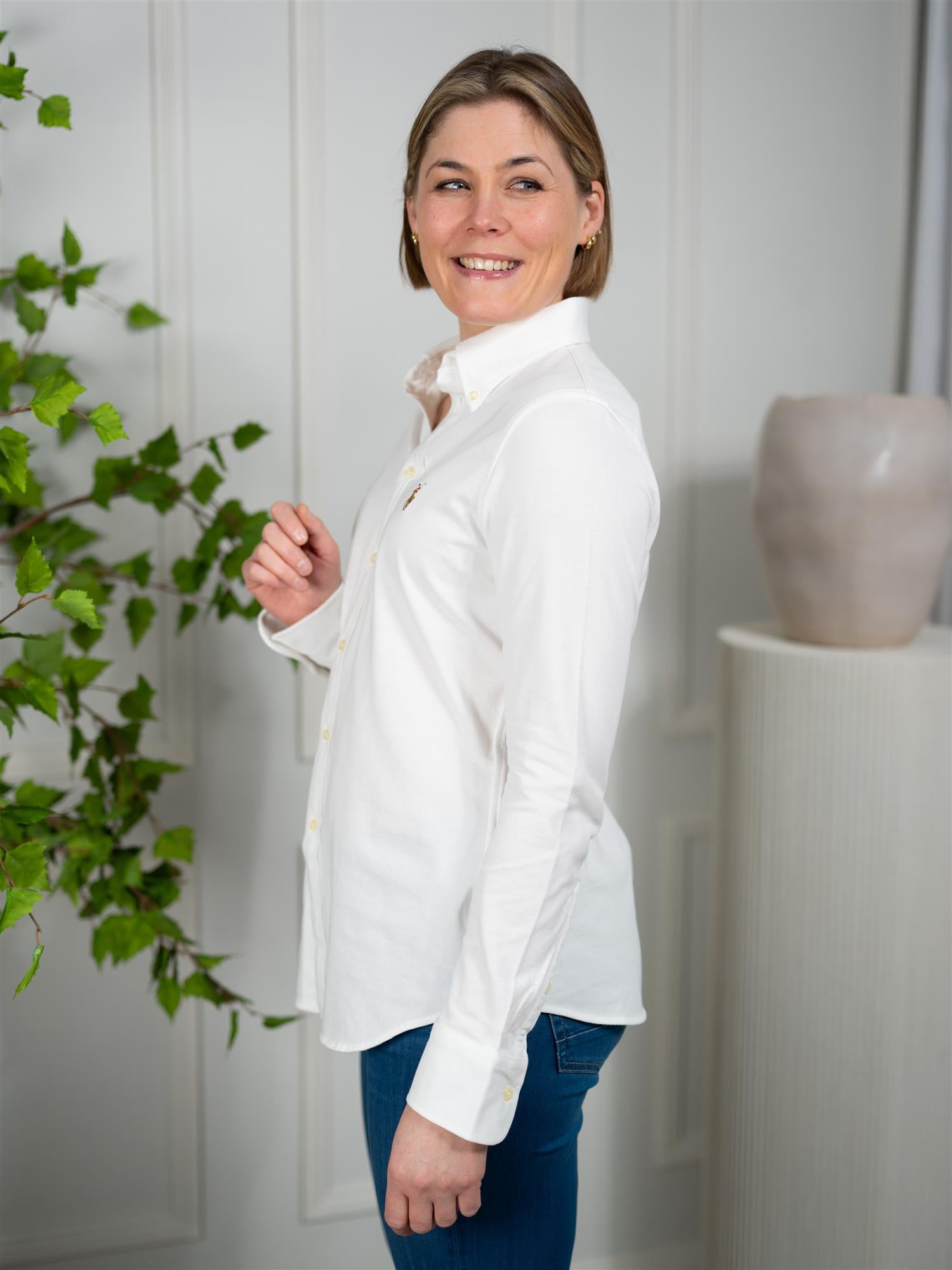 Polo Ls Heidi-Skinny-Long Sleeve-Knit White