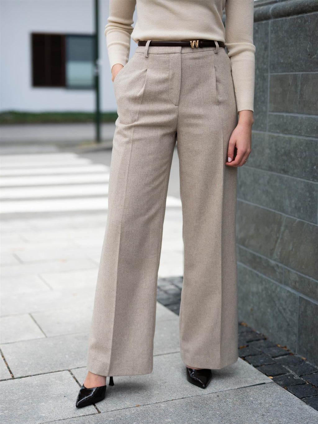 Lexington Tailored Wool Blend Wide Pants