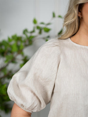 Ella&il Anna Linen Top Beige Melange