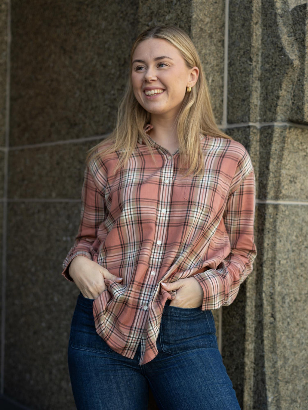 Gant Rel Checked Flannel Bd Shirt Faded Brick