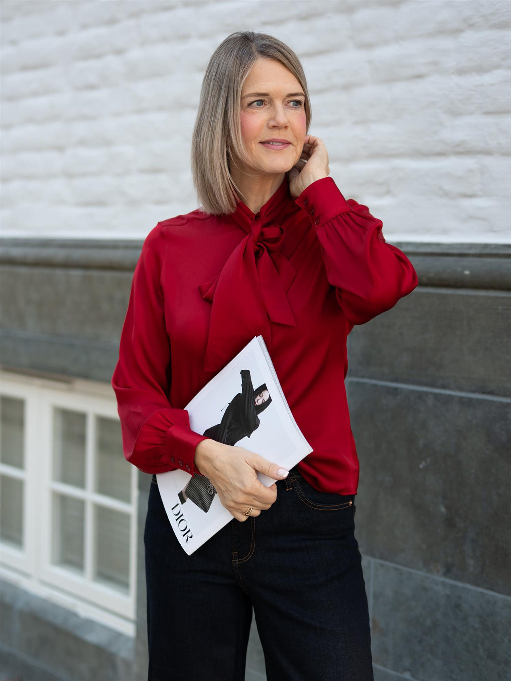 Stenströms Selma Blouse Bowtie Flyfront Red