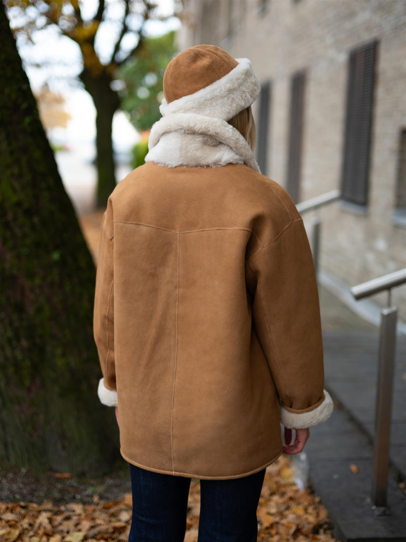 Camilla Pihl Melli Shearling Jacket Camel Suede