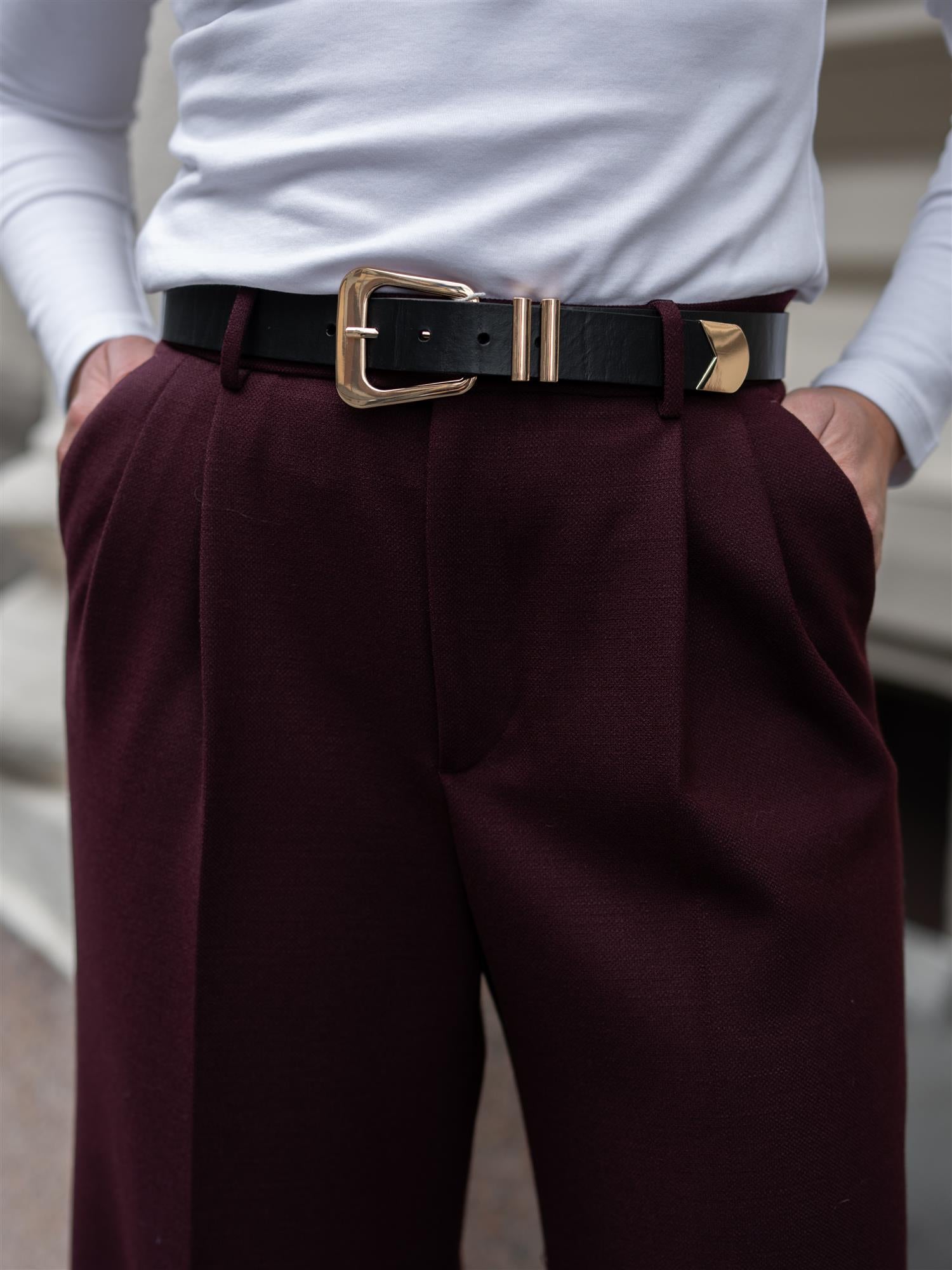 Sand Remi Tweed Dori Super Wide Dark Red