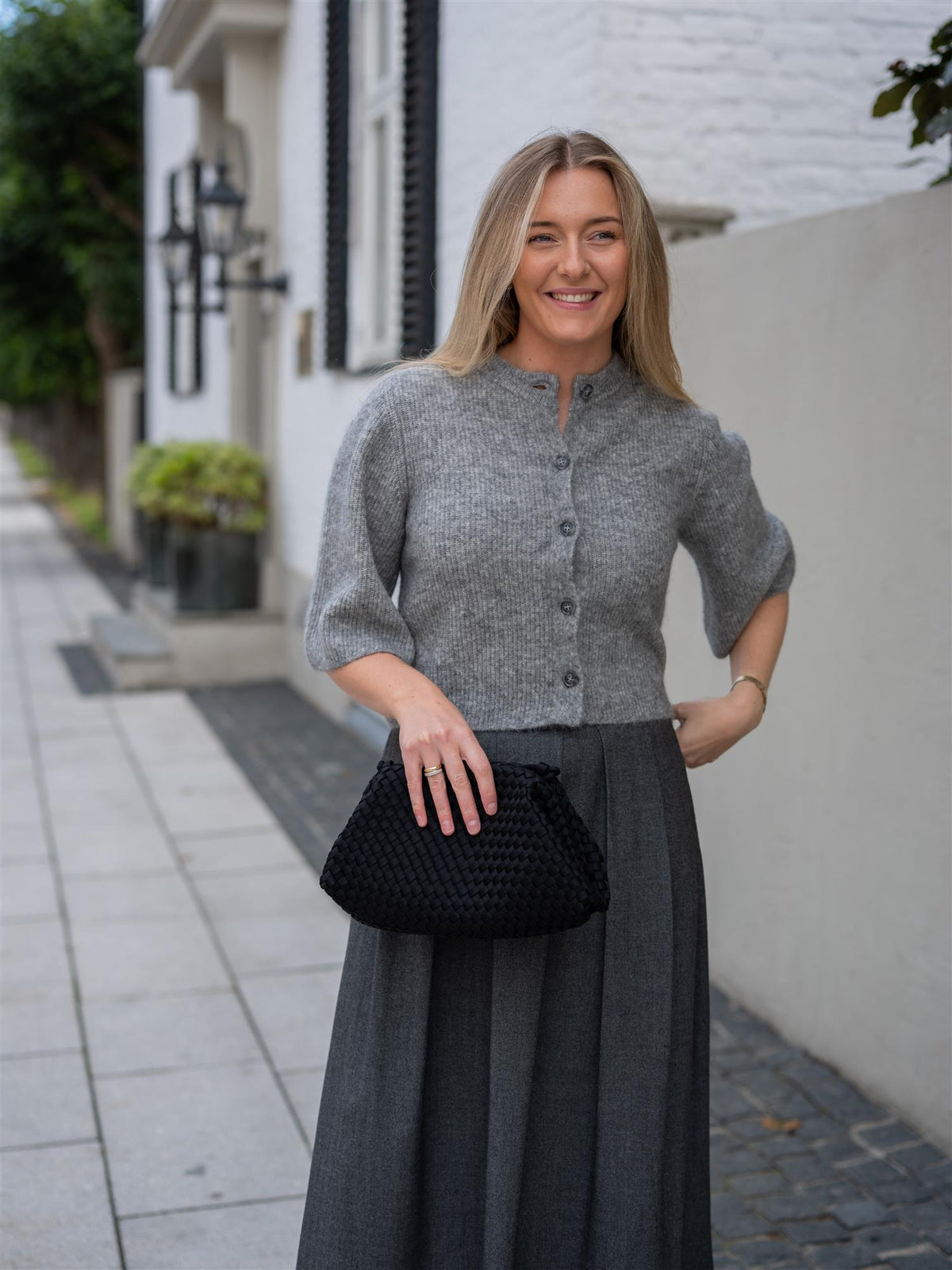 AKS LABEL Nolita Mohair Cardigan Grey Mel