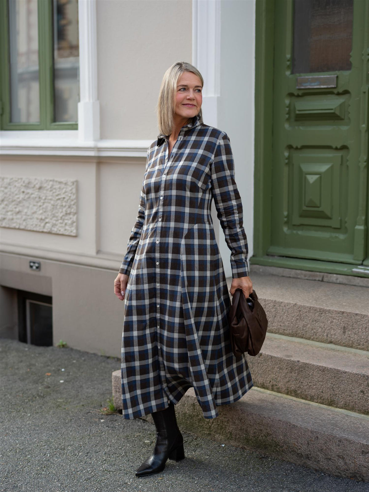 Plaid Cotton Twill Shirtdress