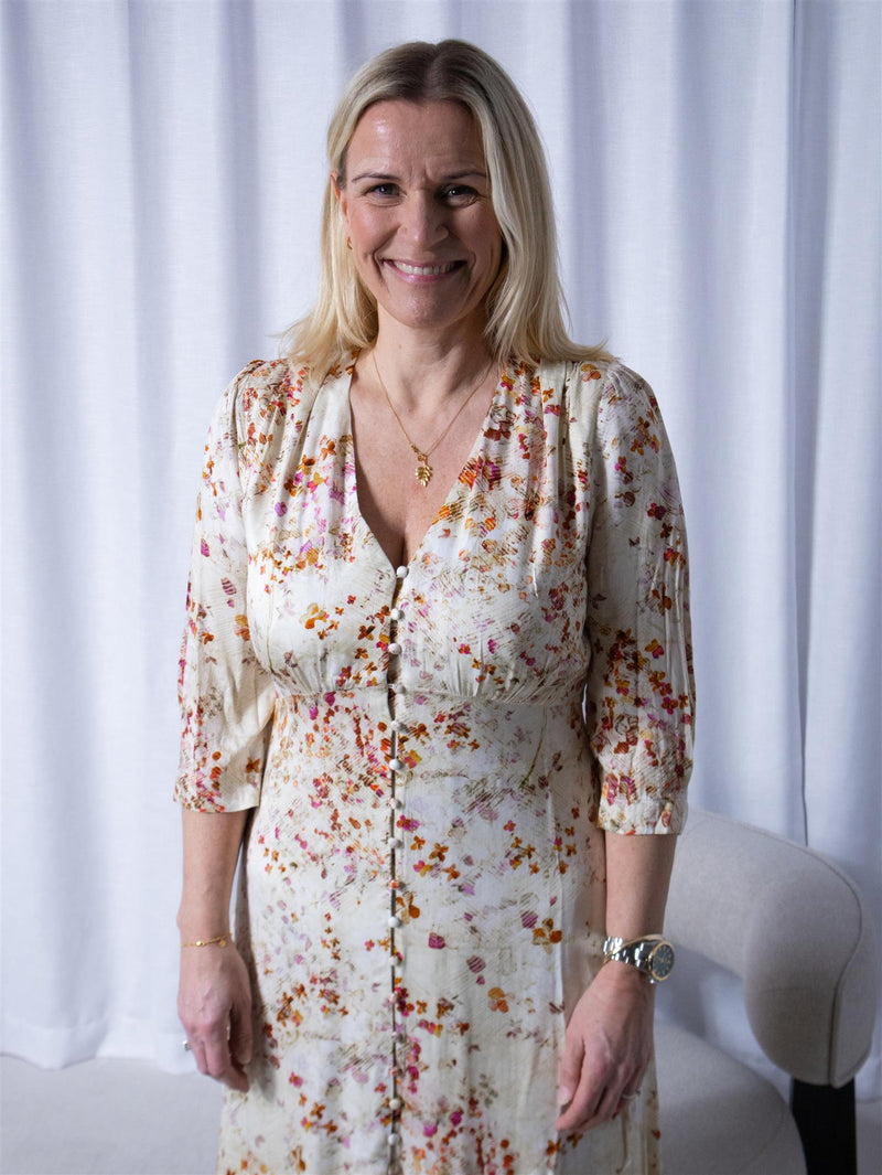 Riccovero Sorrento Dress Cream Orange Sunset