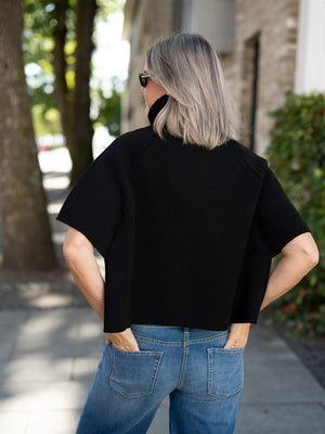 Busnel Lisalou Cable Knit Black Cape