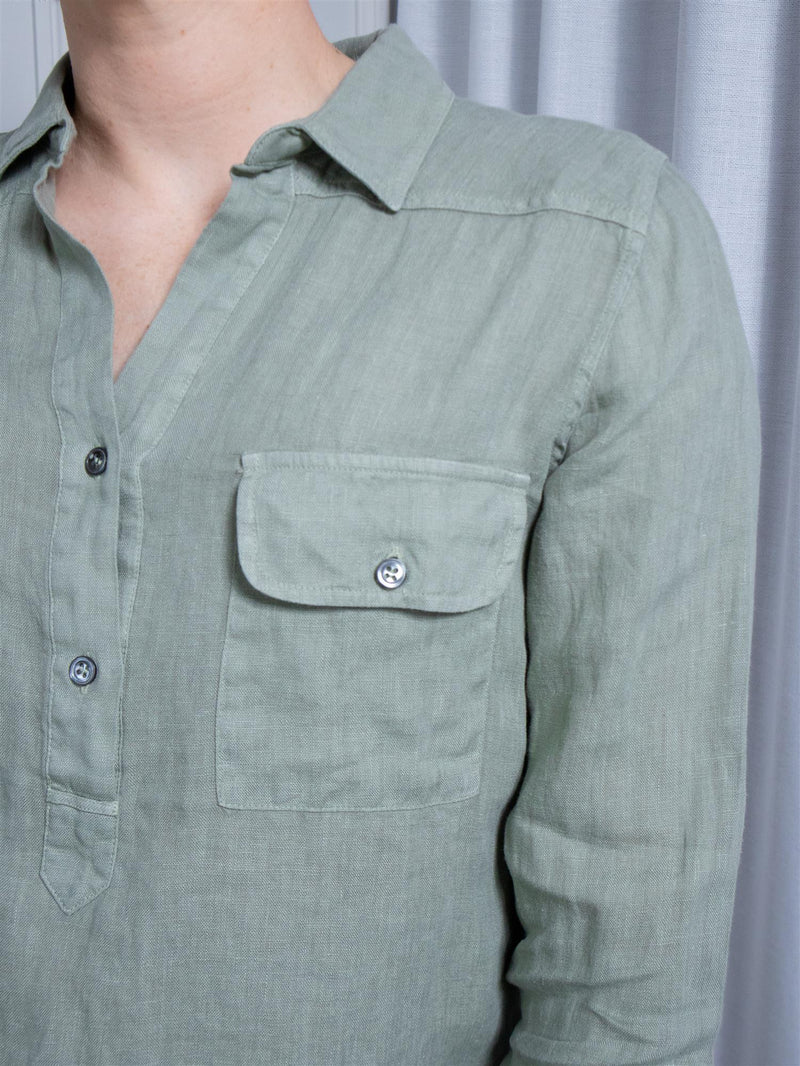 Mos Mosh Enna Linen Pocket Blouse Shadow