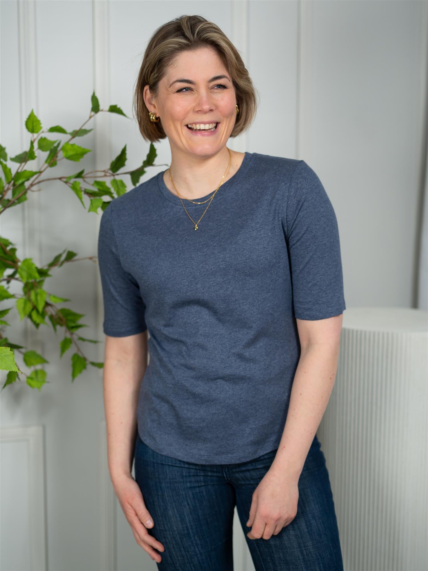 Karina Linen Tee Denim Blue