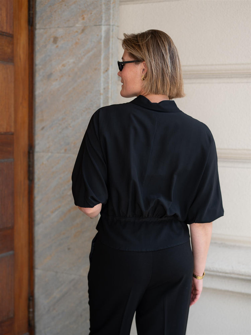 ONE and OTHER Silje Silk Top Black