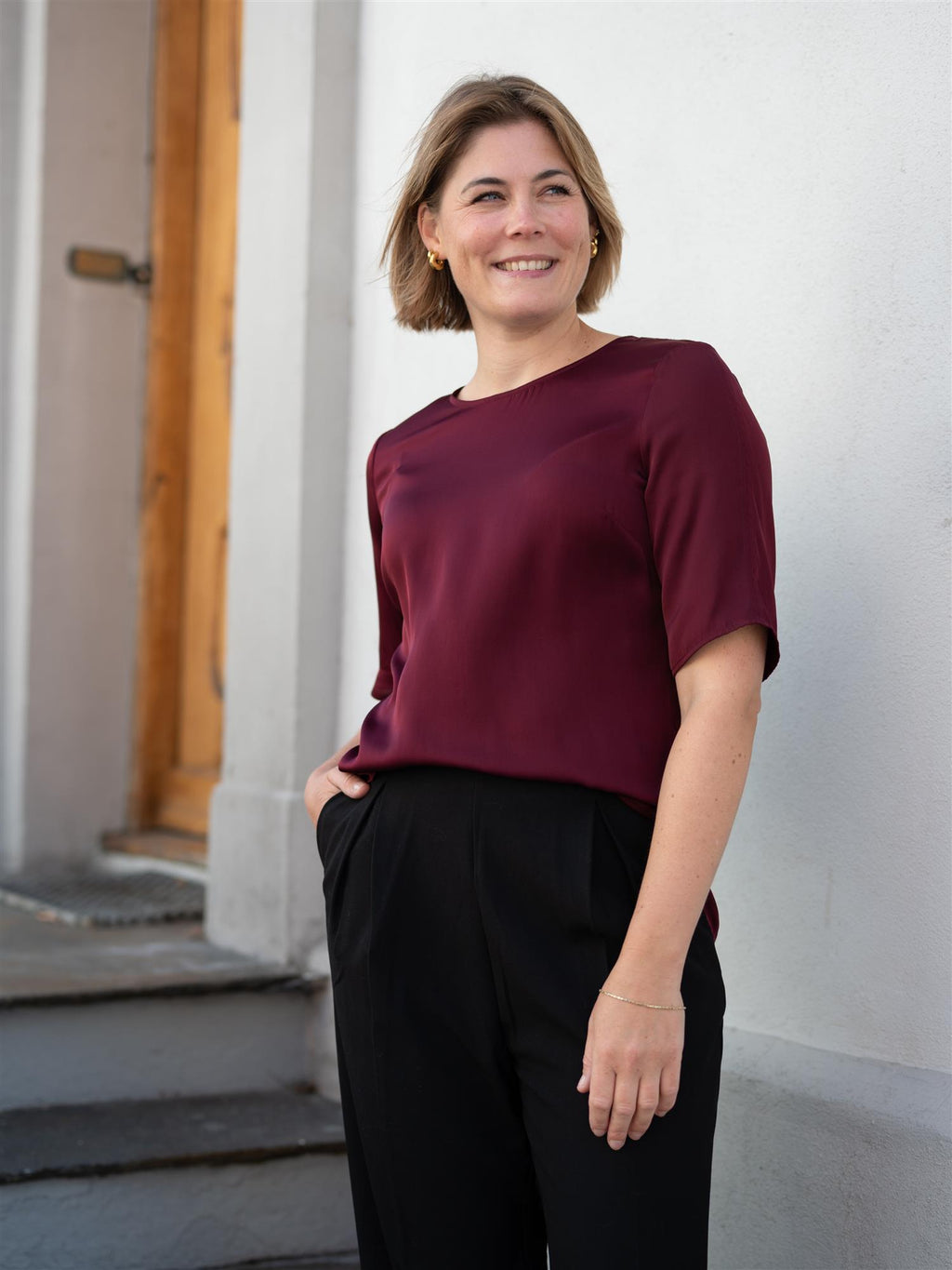 Stenströms Sanne Blouse Dark Red Short Sleeve