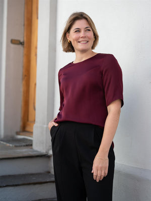 Stenströms Sanne Blouse Dark Red Short Sleeve