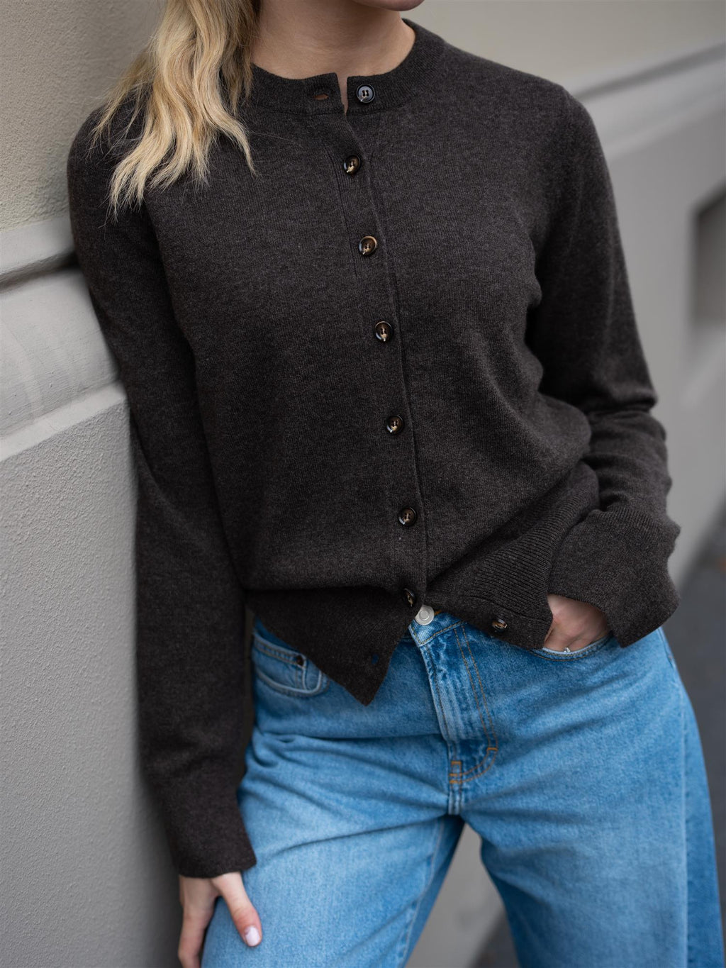 Christian Aks Diana Wool Cash Cardigan Espresso