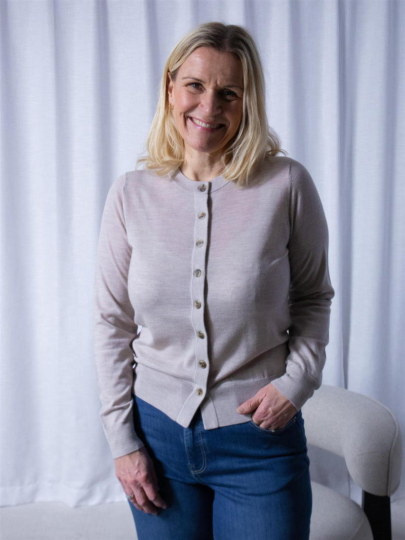 Christian Aks Rose Merino Cardigan Sand