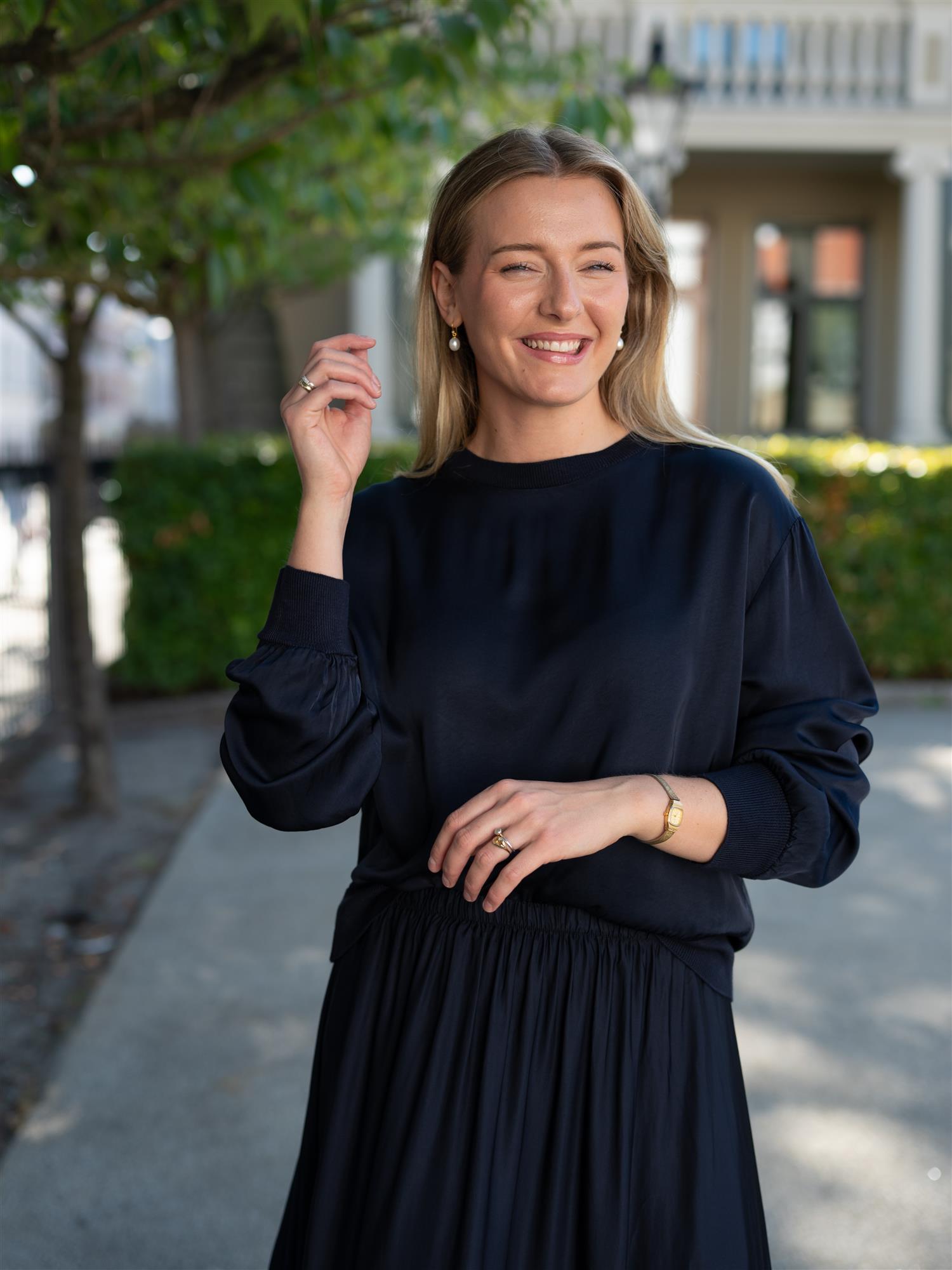 Silk Top Navy