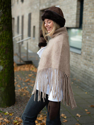 Ella&il Nikola Chunky Poncho Hazel Beige