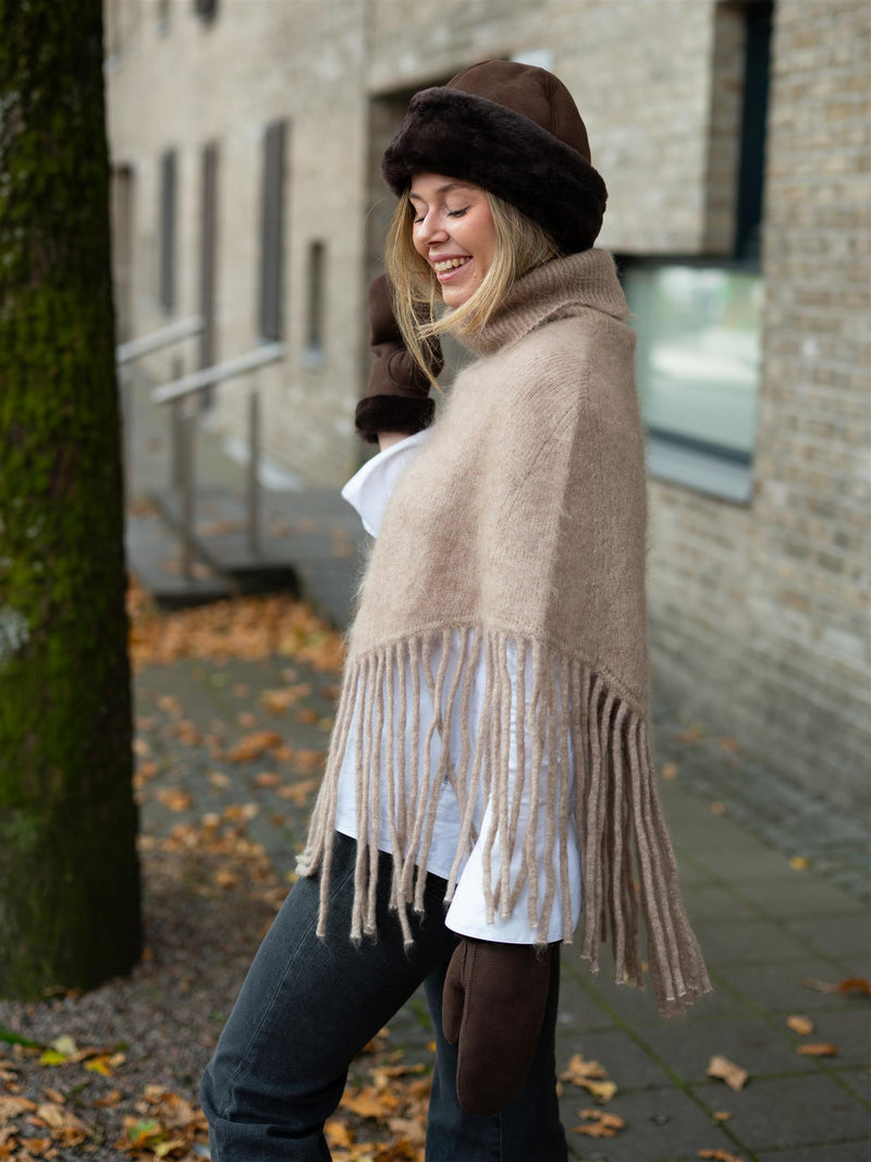 Ella&il Nikola Chunky Poncho Hazel Beige