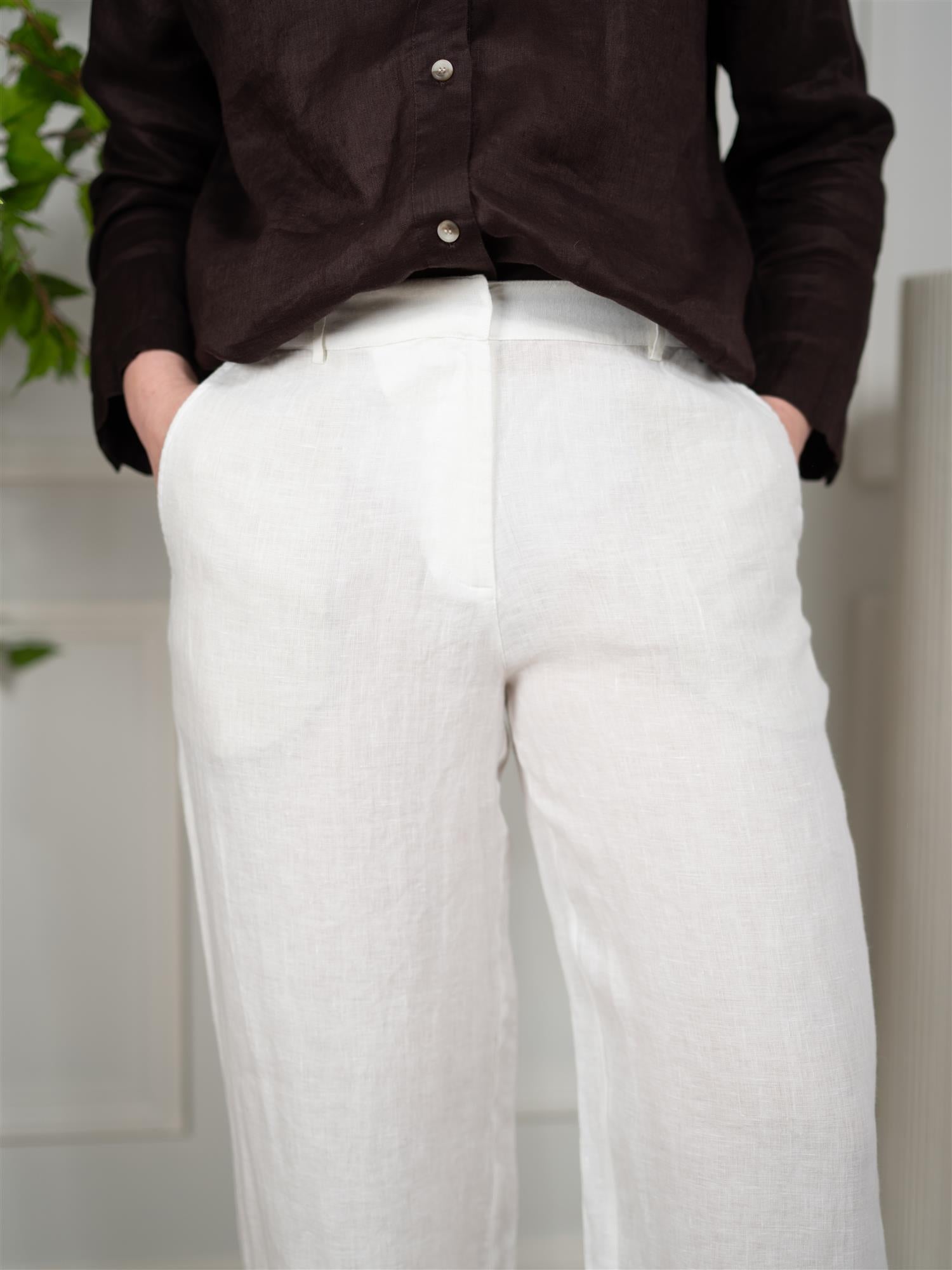 Lexington Mid Waist Wide Leg Linen White