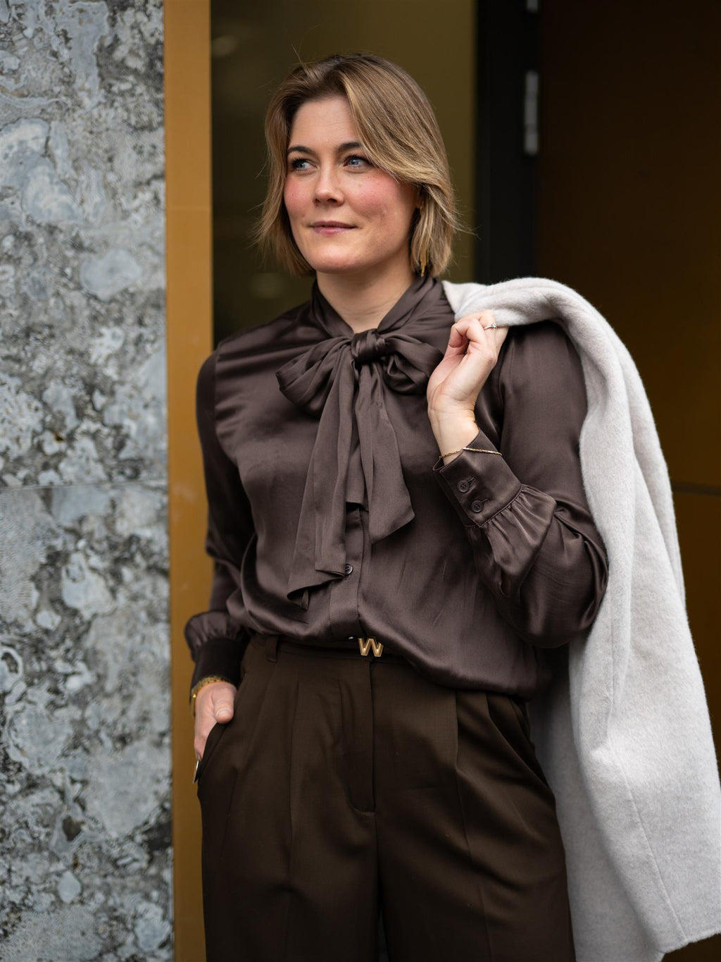 Sand Matt Latia Blouse Bow Brown