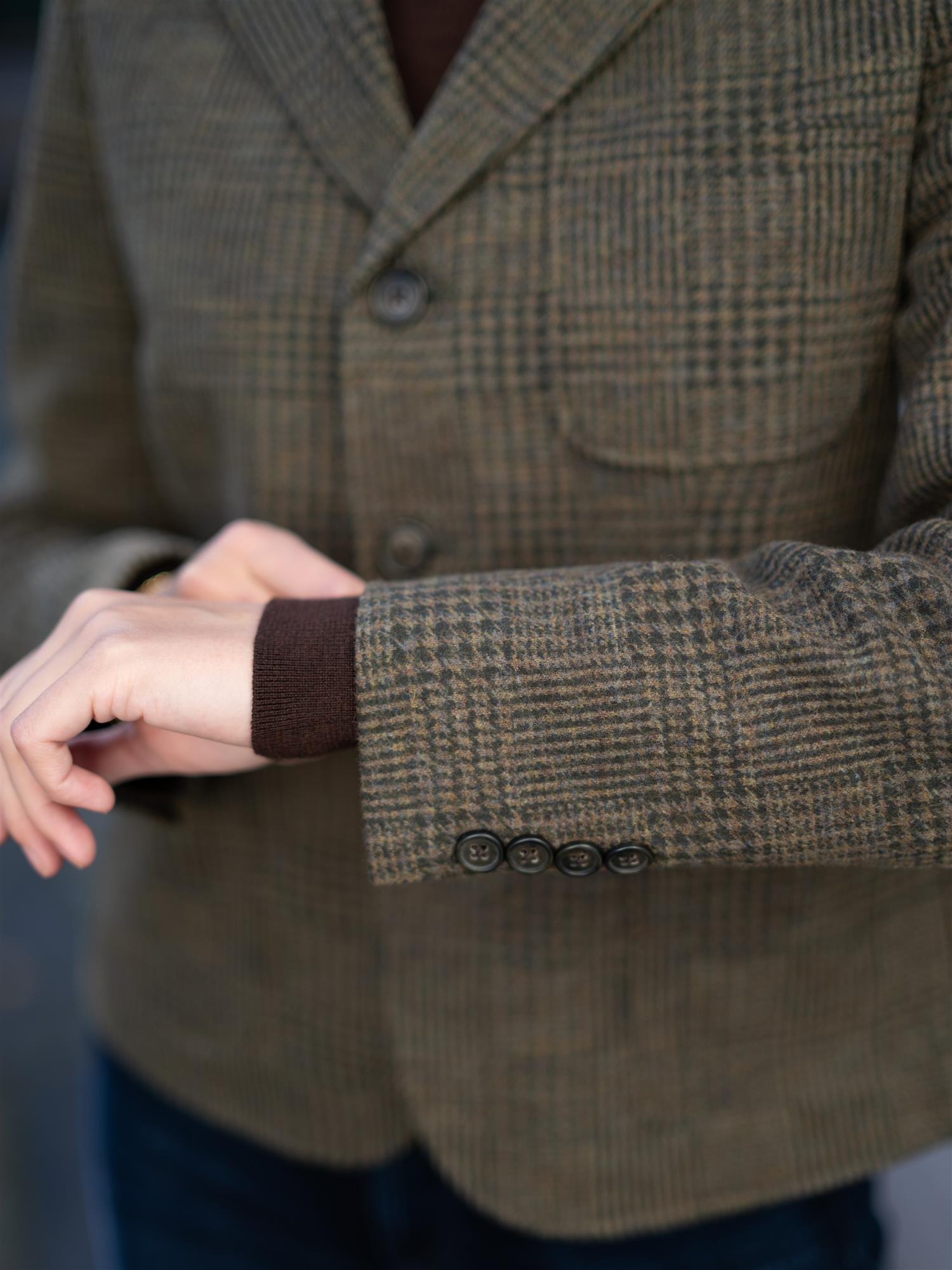 Single-Breasted Glen Check Blazer
