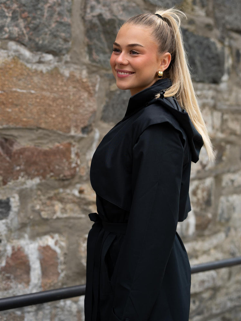 BRGN Regndråpe Trench Coat New Black