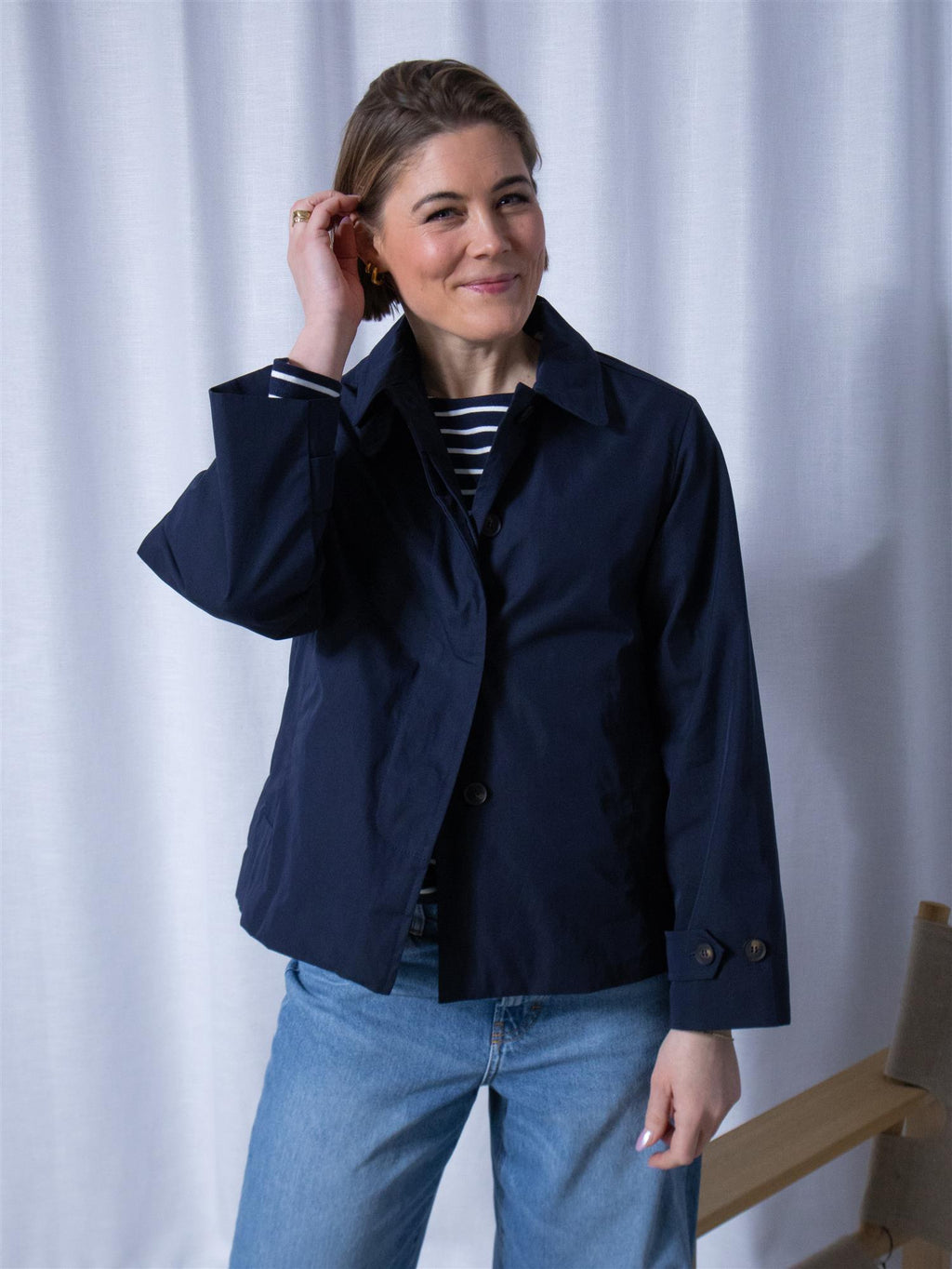 Gant Short Cotton Car Coat Evening Blue