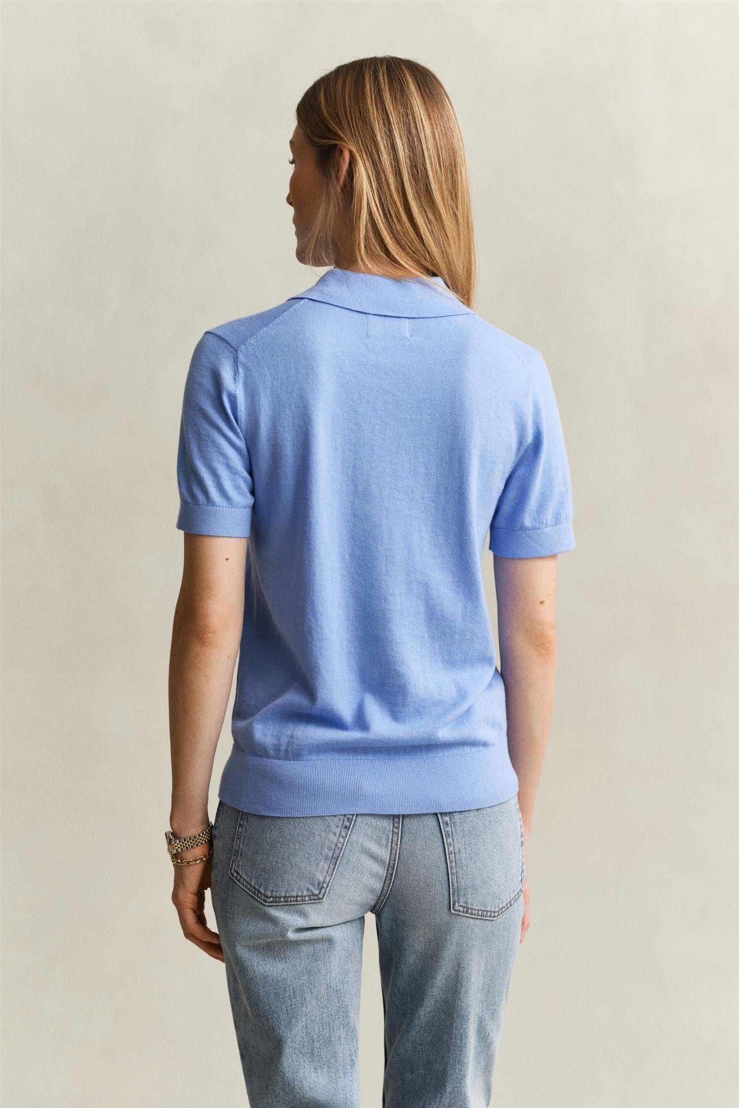 Light Knit Ss Rugger Hydrangea Blue