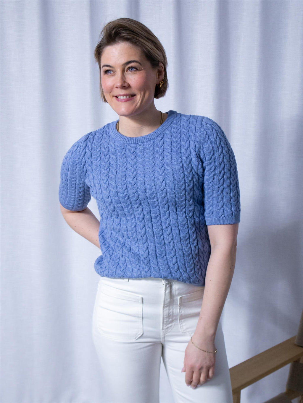 Ella&il Jenna Chunky Cotton Top Light Blue