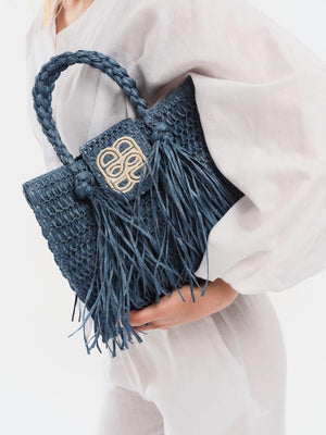 Ella&il Sigrid Straw Bag Blue