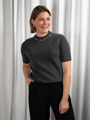 ONE and OTHER Tone Knitted Top Antracit Melange