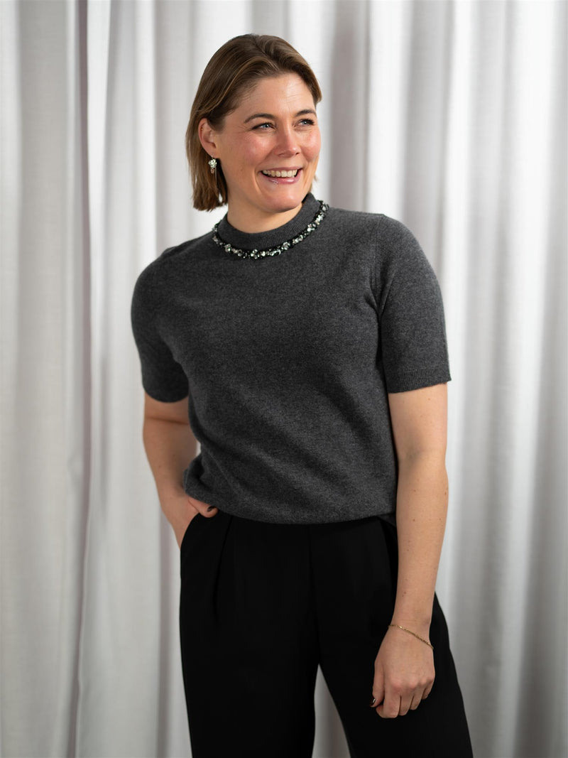 ONE and OTHER Tone Knitted Top Antracit Melange